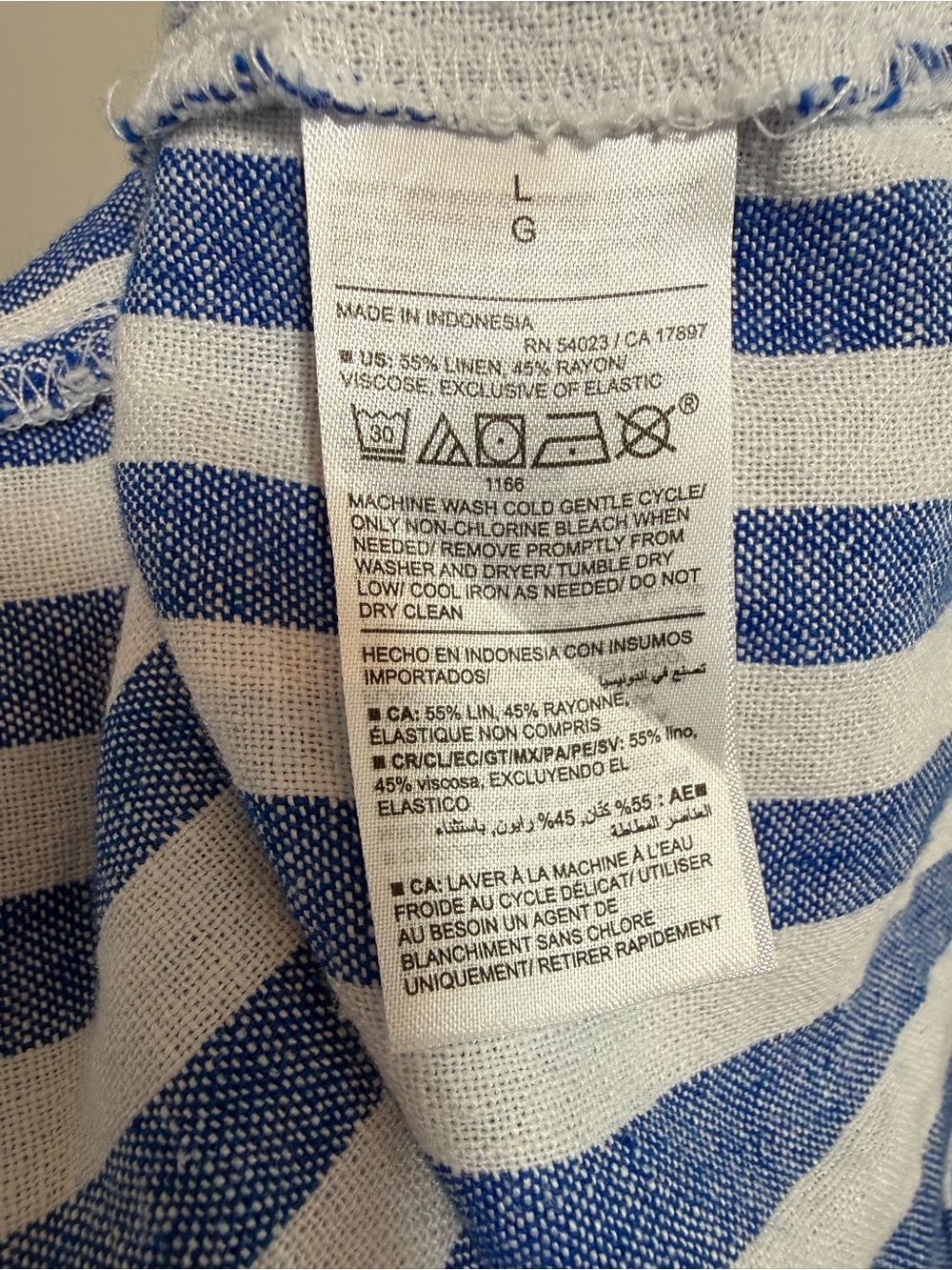 Old Navy Blue White Striped Midi Dress Linen Blend Beach Cruise Resort Pockets L - Picture 5 of 11